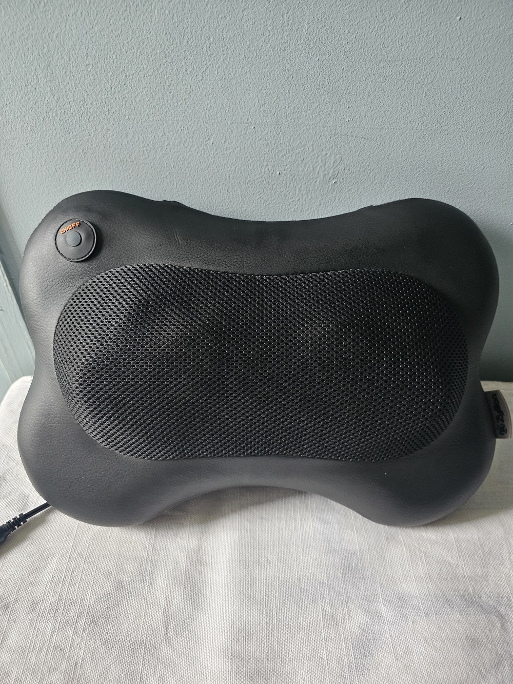 Black Portable Neck & Back Massage Pillow - Compact Electric Massager